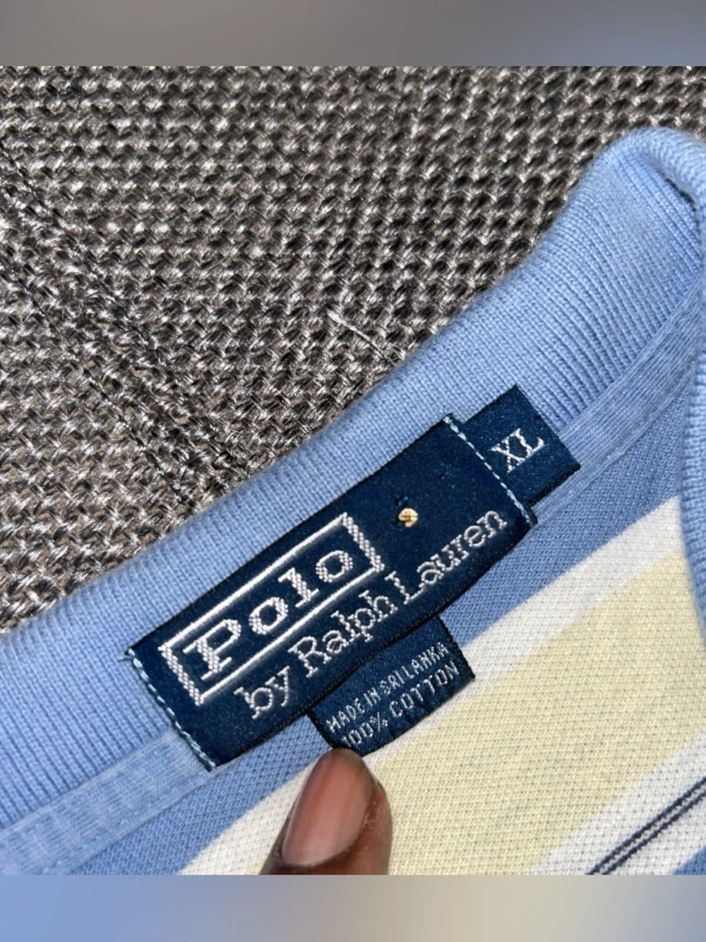 Rare 90s Polo Ralph Lauren Blue & Yellow Striped Polo Shirt